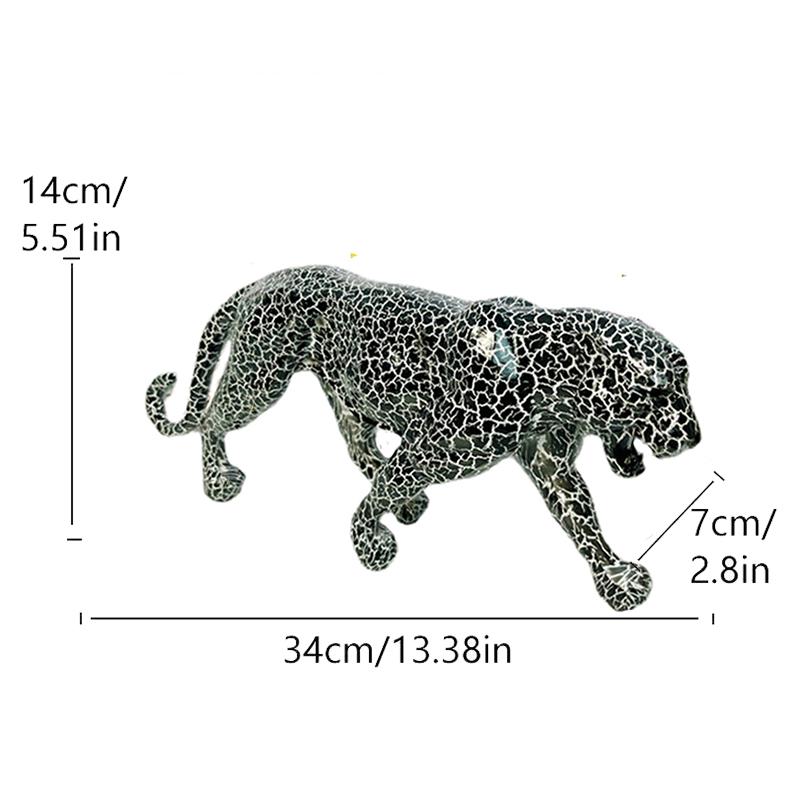 

Leopard Statue Resin Pantther Sculpture Collectible Cheetah Figurine Modern Home Office Decor for Living Room Tabletop Book серебряный