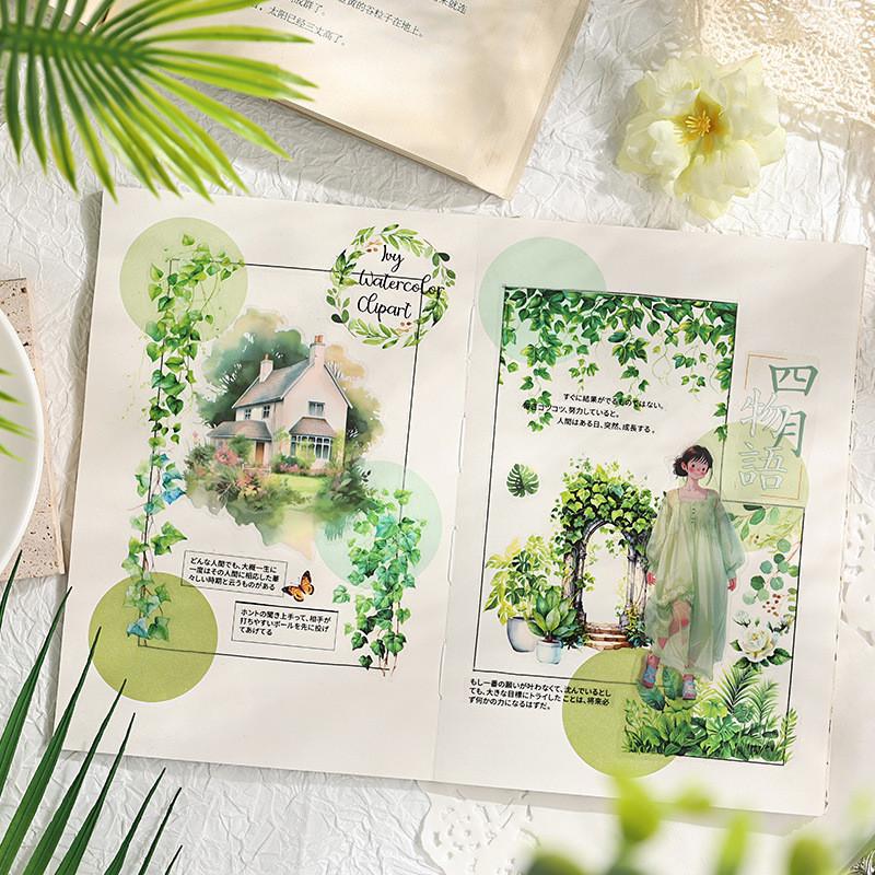6 Sheets Vintage Leaves Flowers PET Sticker Package Plant Theme DIY Diary Decoration Sticker Album Scrapbooking
