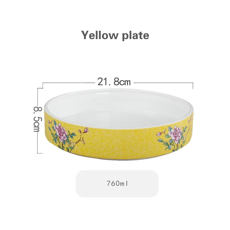 Cold Dish with Ceramic Artistic Conception Special Five Grid Cold Dish Creative Art Tableware Enamel Color Round Cover Bowl