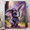 5D Little Black Rabbit Pearl Wall Art Kit 30x40cm Frameless DIY Pearl Diamond Painting Floral Gem Art for Living Room/Bedroom Home Wall Decor