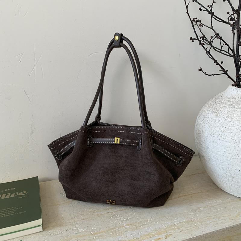 Large Capacity Vintage Suede Fashion Commuter Simple Autumn Shoulder Portable Tote Bag
