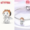 New Silver 925 Angel Sculpture Charms Heart Beads Fit Bracelet for Women Jewelry Party Beads DIY Fine Jewelry Gifts