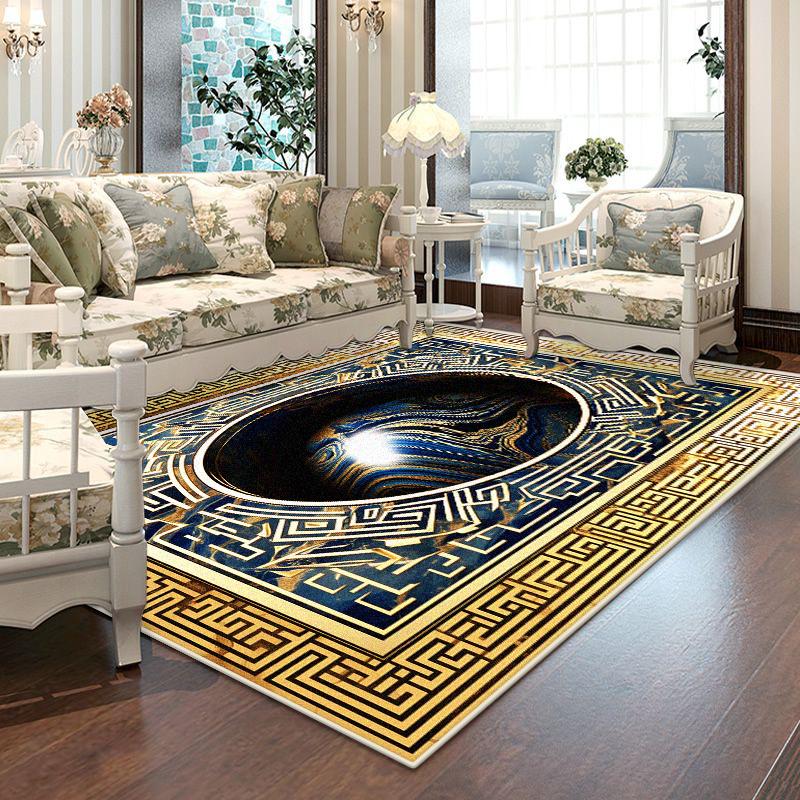 

Modern Golden Border Home Decoration Luxury Carpet Living Room Non-slip Entrance Door Mat Easy Cleaning Soft Cloakroom Decor Rug 60x90cm
