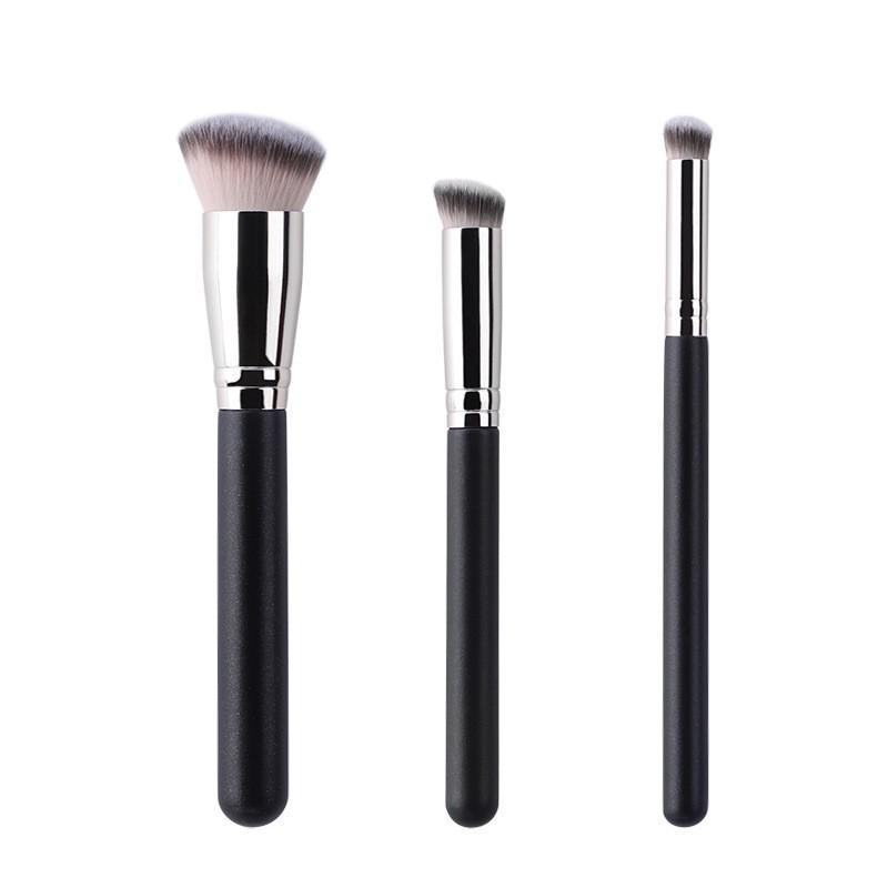 Seamless 170 Foundation Brush with Slanted Round Head, 270 Concealer Brush, 370 Black Makeup Brush Set