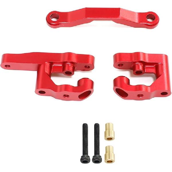 7075 Aluminum Steering Set for Arrma 1/18 Granite Grom Mega RC Car Upgrade Parts(Replace ARA340202)(Red)