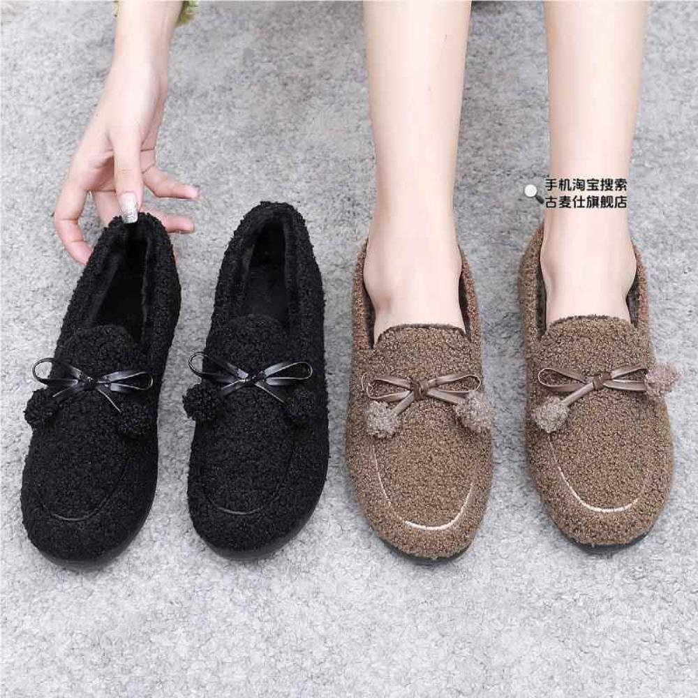 Fashion Women Flat Shoes Slip-on Comfortable Elegant Fabric Suede Ballet Casual Warm Round Toe Winter 2024 Platform Boots