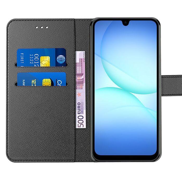 Coque de Protection - BOOLING - Samsung Galaxy A17 5G/4G - Rabat Synthécuir Noir - 2 Verres Trempés