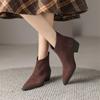 Fashion New Autumn Cow Suede Women Boots Pointed Toe Chunky Heel Boots for Women Winter Boots Women Versatile Ankle Boots Zapatos Mujer