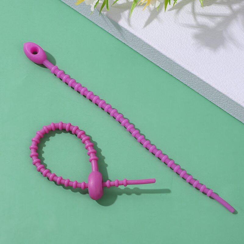 Colorful Self-Locking Silicone Cable Tie Keychain & Ornament Set