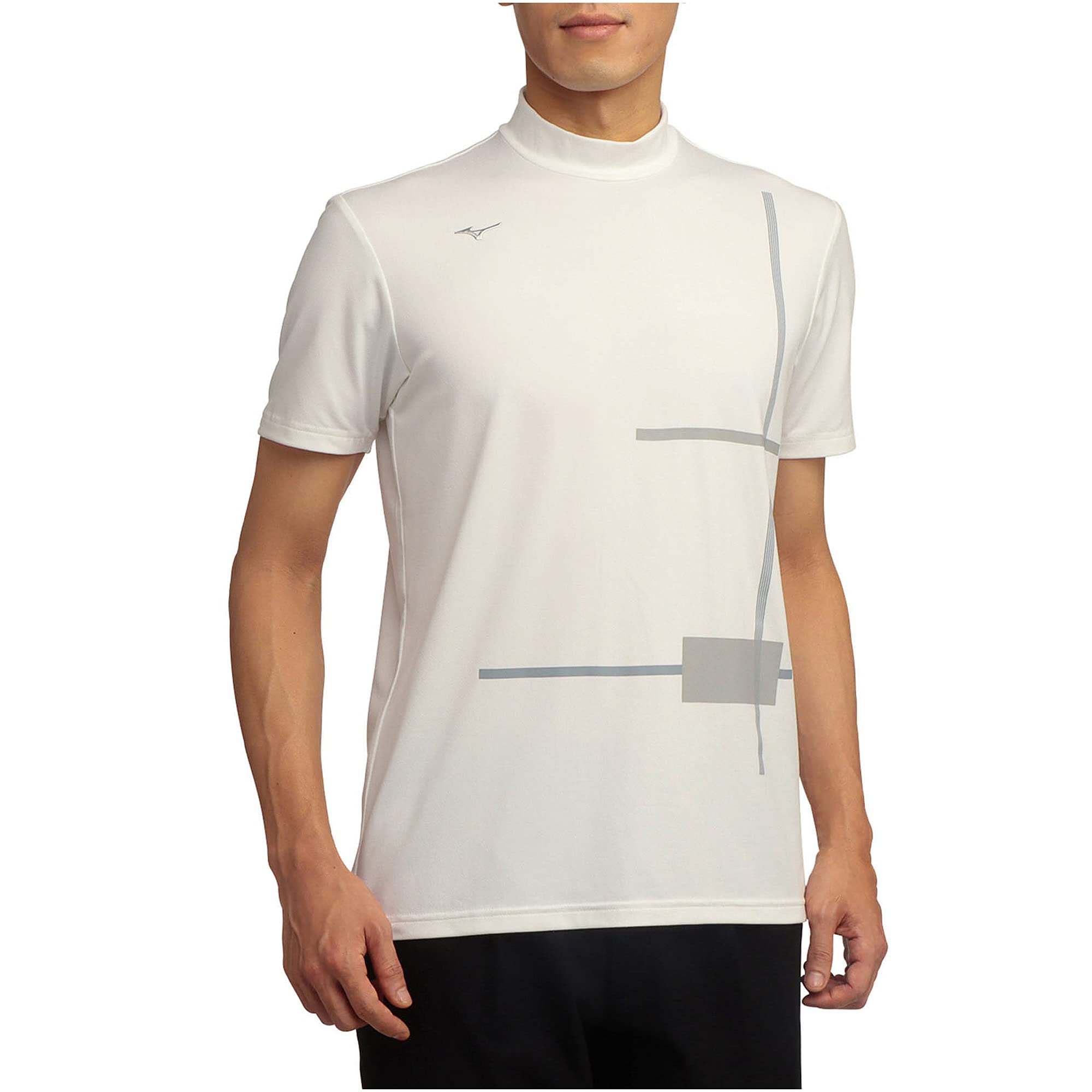 

Mizuno E2MA1502 Mock Neck Print Short Sleeve Golf and Move Easy to Move Size 2XL Men s Shirt, Moisture-Wicking Heat-Generating Material, Tech, in, белый