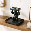 Desktop Organizer for Keys 3D Printed Gorilla Decorative Tray, Squatting Figure with Dual-Tier Storage Cool Desk Jewelry Small Trinkets, Creative