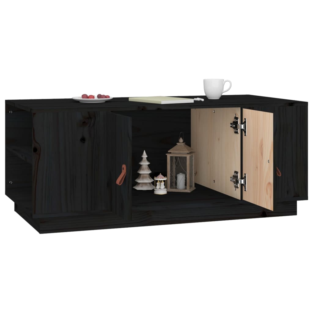 Vidaxl Stolik Kawowy, Czarny, 100X50X41 Cm, Lite Drewno Sosnowe