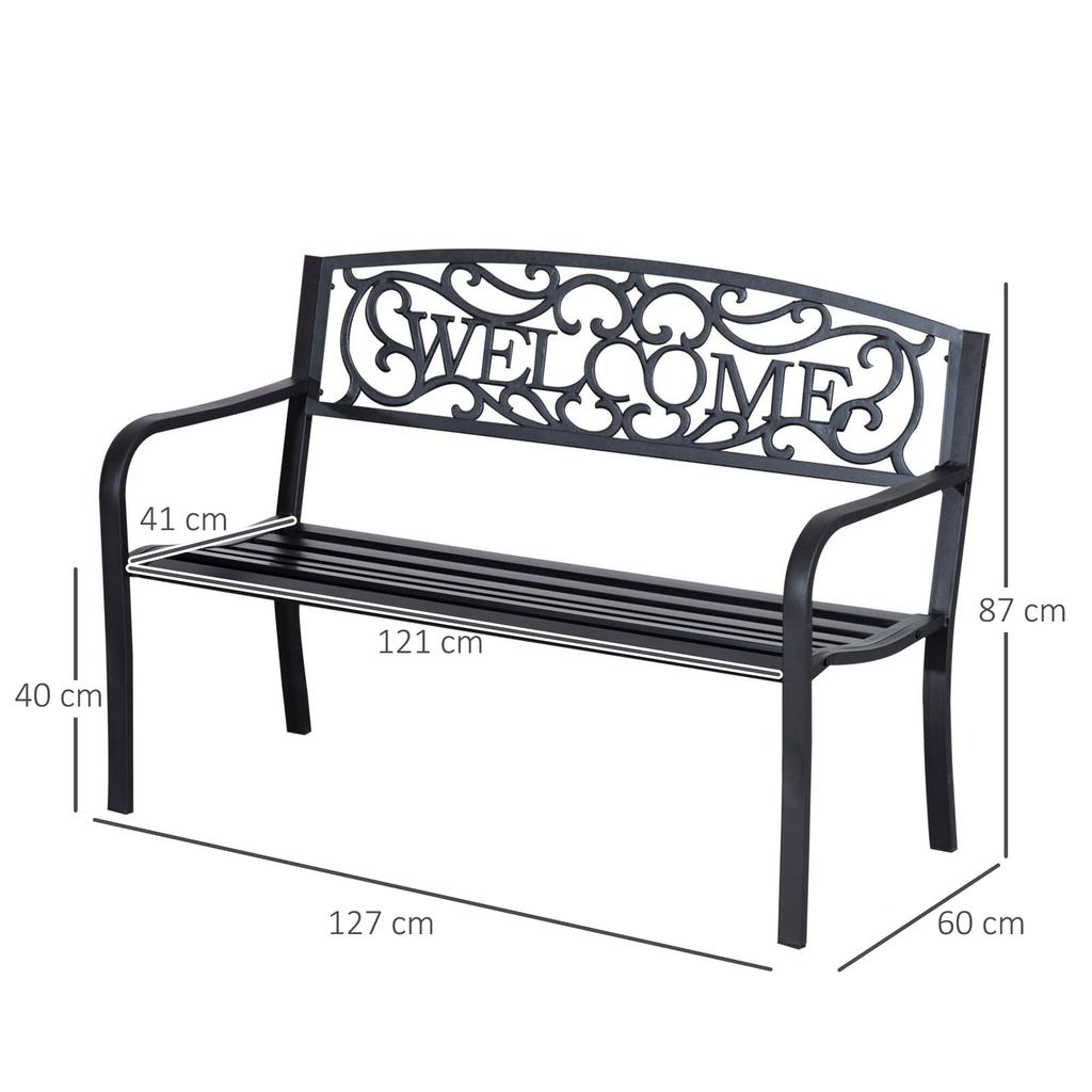 126Lx60Wx85H cm Steel Bench-Black