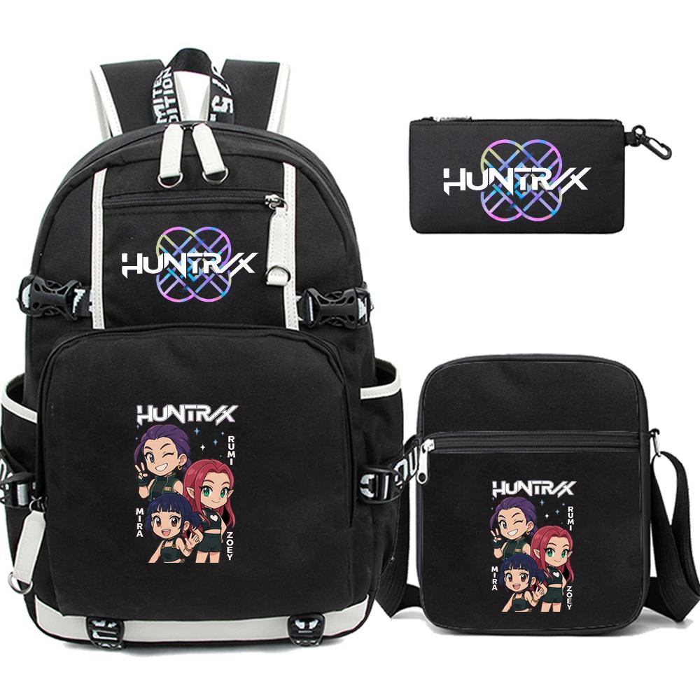 3 Stück/Set Neuer Cartoon Kpop Bedruckter Rucksack mit Federmäppchen Umhängetasche für Teenager Mädchen Junge Schultasche Große Kapazität Wasserdicht Reisetasche Kindergeschenk