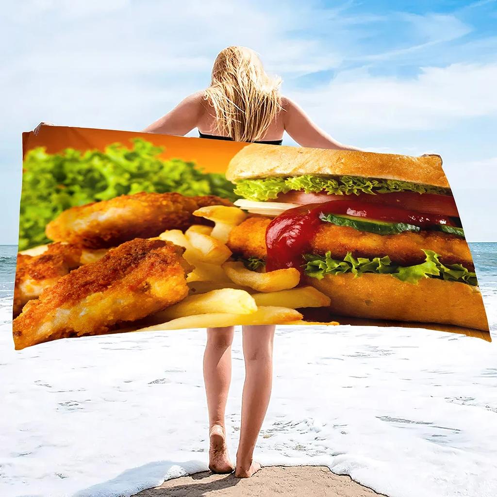 Beach Towel For Women, Girls, Kids, Men, Food Prints Bath Towels Pool Towel Super Soft Plush Towels For Man Women Beach Lovers
