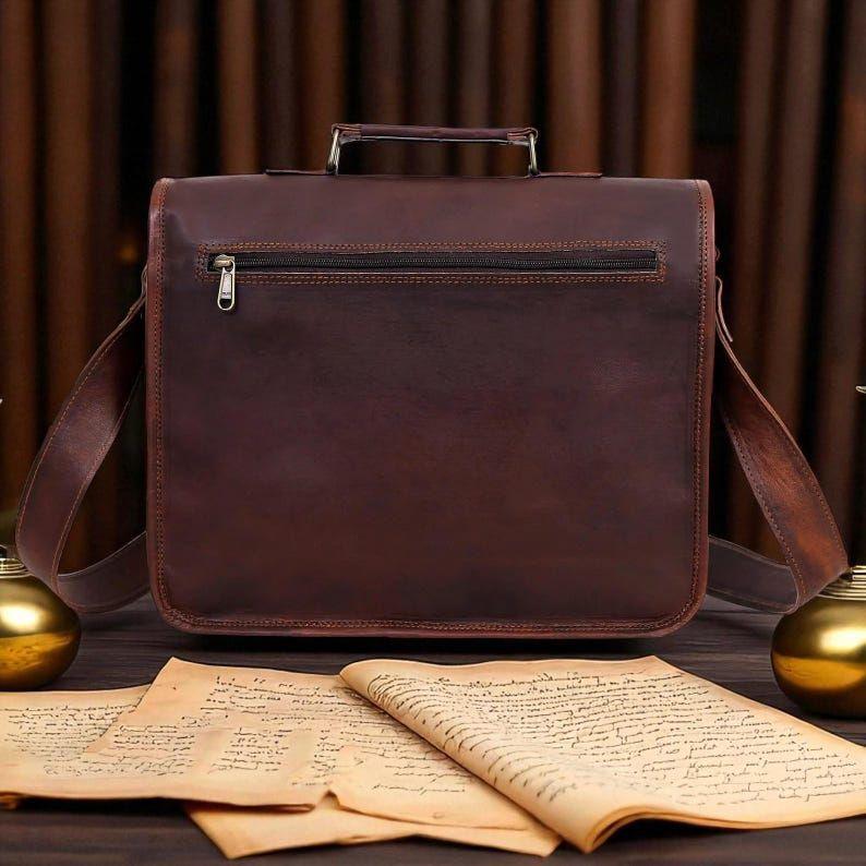 Handmade Rustic Leather Messenger Bag – Goat Leather iPad Satchel for Men & Women | Vintage Shoulder Bag by Broken Artisan