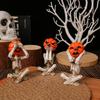 Meditation Yoga Pumpkin-headed Skull Figurine Decorative Item for Home, Halloween Horror Doll Setup Scene Prop