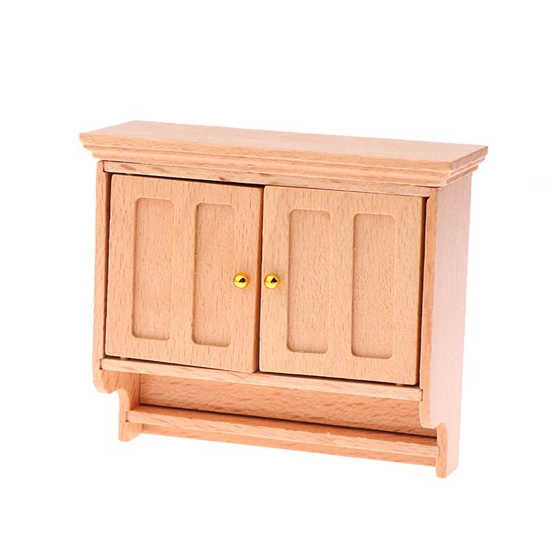 1/12 Dollhouse Miniature Wall Cabinet Closet Shelves Model Doll Home Cabinets Furniture Decor Toy Dolls House Accessories