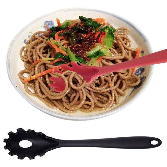 Silicone Pasta Fork Heat Resistant Noodle Spaghetti Strainer Server Spoon Tool Sale Goods