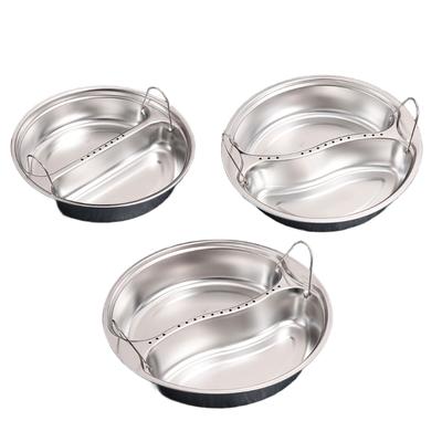 Bandeja Grande de Aço Inoxidável Dividida para Cozinhar no Vapor de Legumes e Arroz Suporte Redondo para Alimentos com Dupla Alça Prato para Cozinhar no Vapor