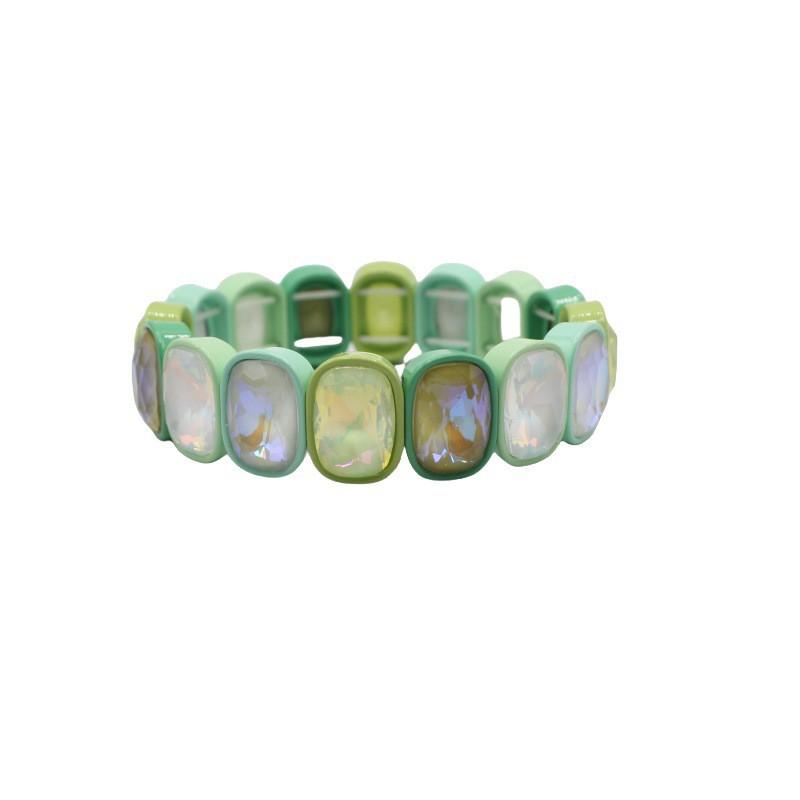 Elegant Geometric Enamel Bracelet With Crystal Accents Women Alloy Fashion Jewelry
