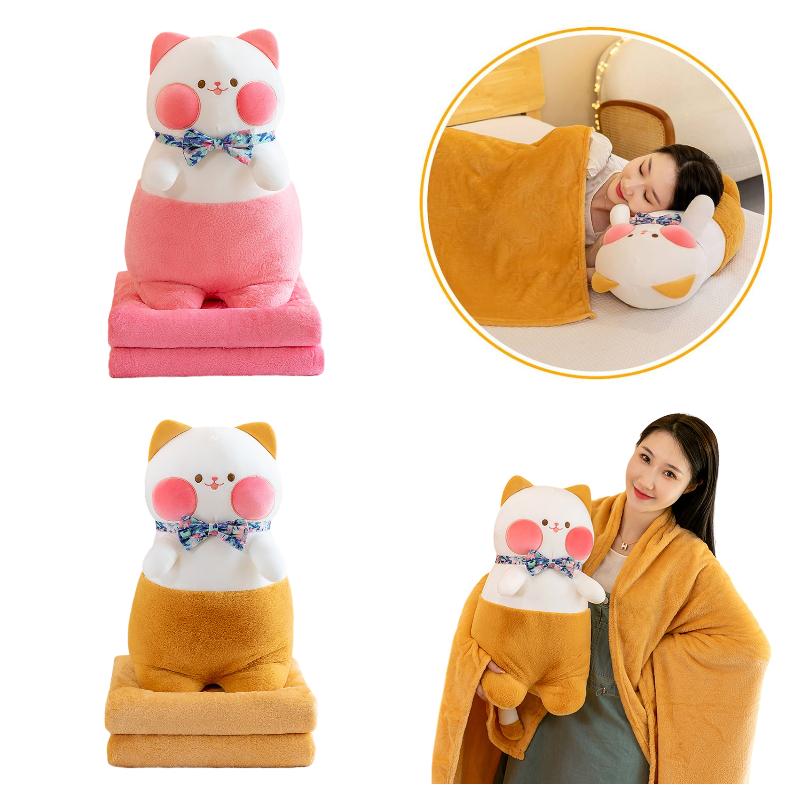 Cat Plush Dudu Stuffed Pillow Cushion Toy Summer Nap Blanket Airconditioning