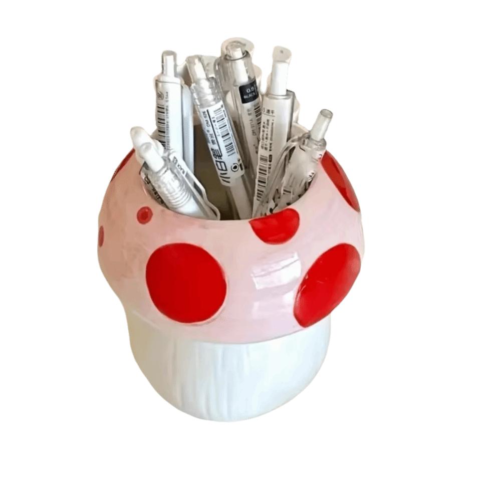 Creative Decoration Mushroom Decorative Piece Pink and Red Makeup Brush Holder  Makeup Organization