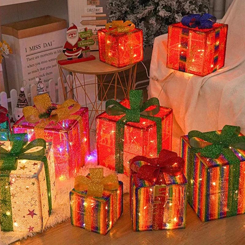 3Pcs LED Gift Box String Light Battery Waterproof Christmas Tree Christmas Decorative Lamp Home LED Box Gift Lights Fairy Light