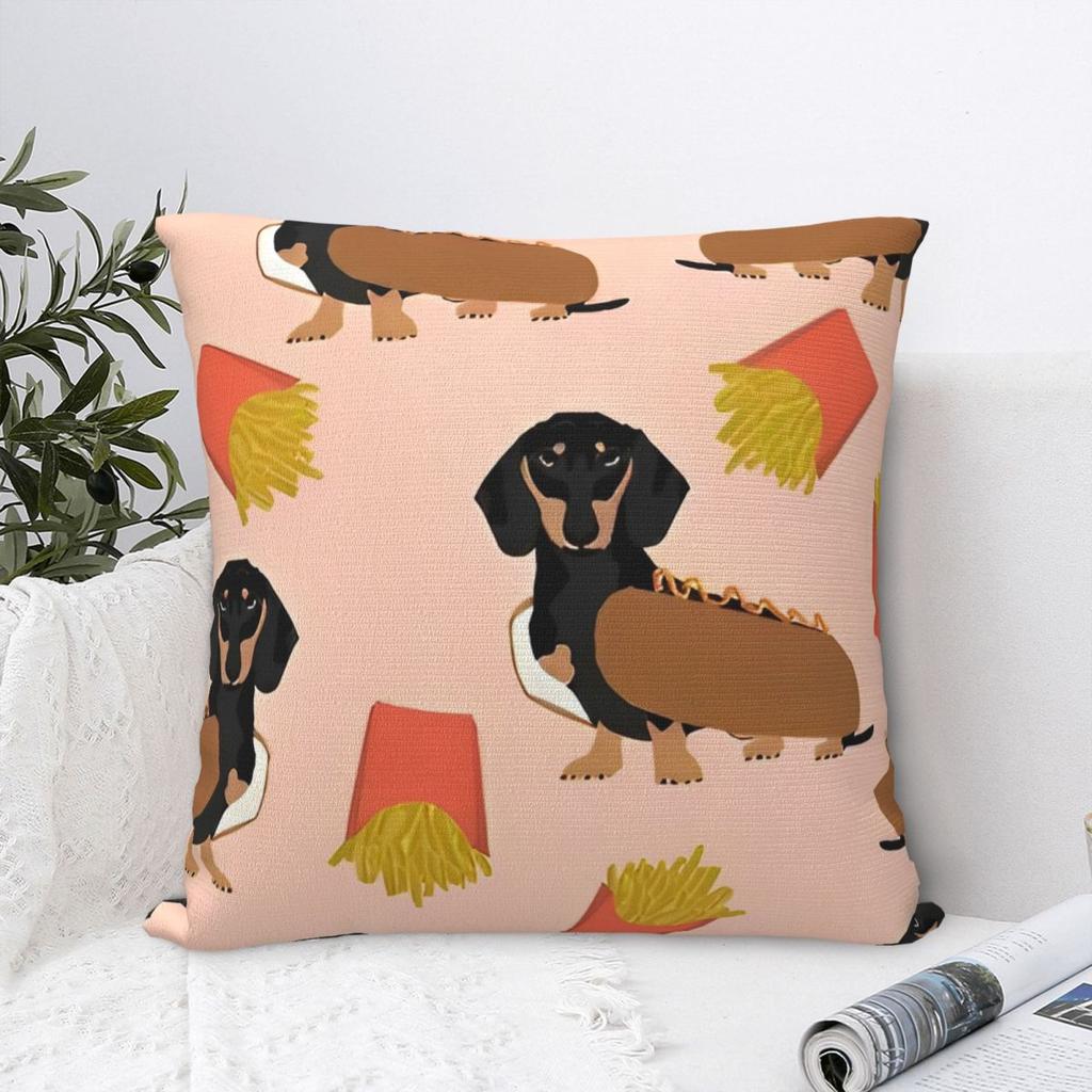 Funny Dachshund Dog Square Pillow Covers Sofa Animal Cartoon Cushion Cover Creative Decor Pillow Cover 4040