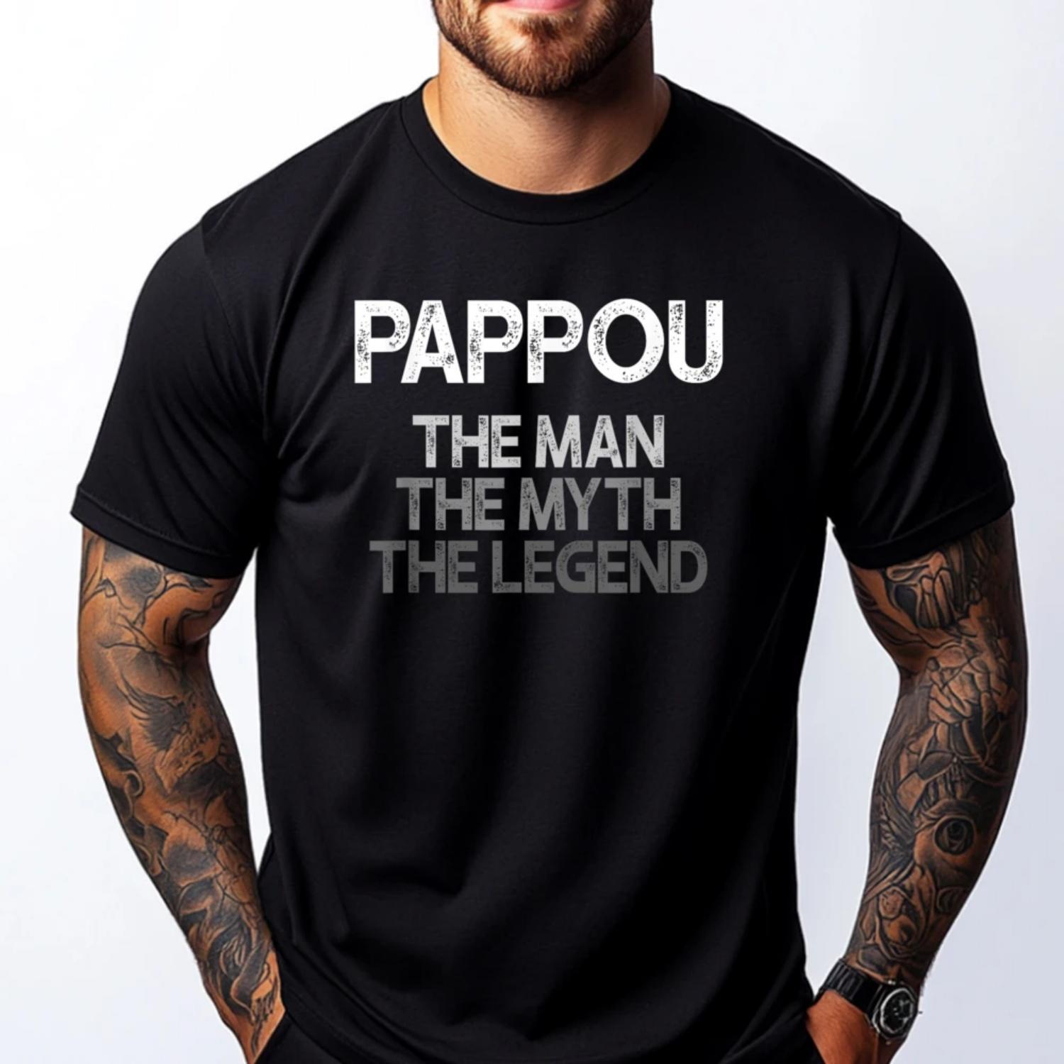 

Pappou The Man The Myth The Legend Vintage T Shirt Men Winter Men Clothes Luxury Designer Mans Short Sleeve Tee S чёрный