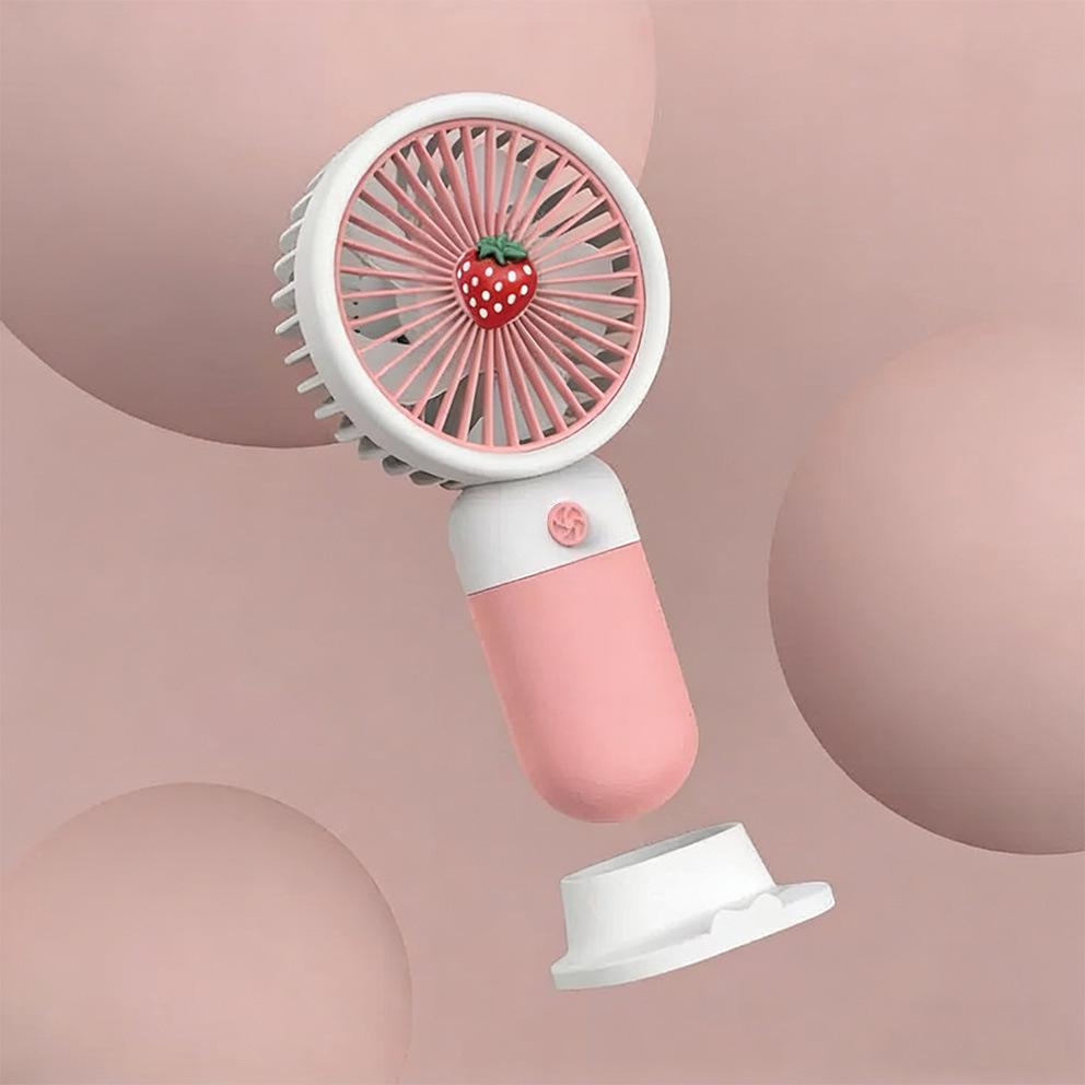 Mini USB Handheld Fan & Phone Holder with Fruit/Flower Design
