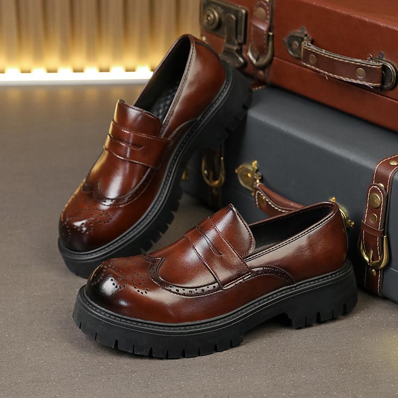 Men's Loafers 46 Large Size New Block Leather Shoes Fashion Men's Foot Casual Leather Shoes Business Shoes