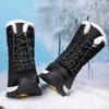 TUINANLE Cizme de Zapada pentru Femei Anti-alunecare Negri Calzi Pantofi Inalti Cizme Femei Impermeabile Platforma