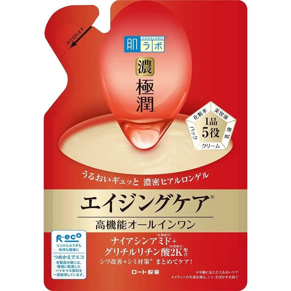 Hada Labo Gokujun Extremely Moisturizing Premium Perfect Gel All-in-One Cream Refill 80g Aging Care 4-Piece Set