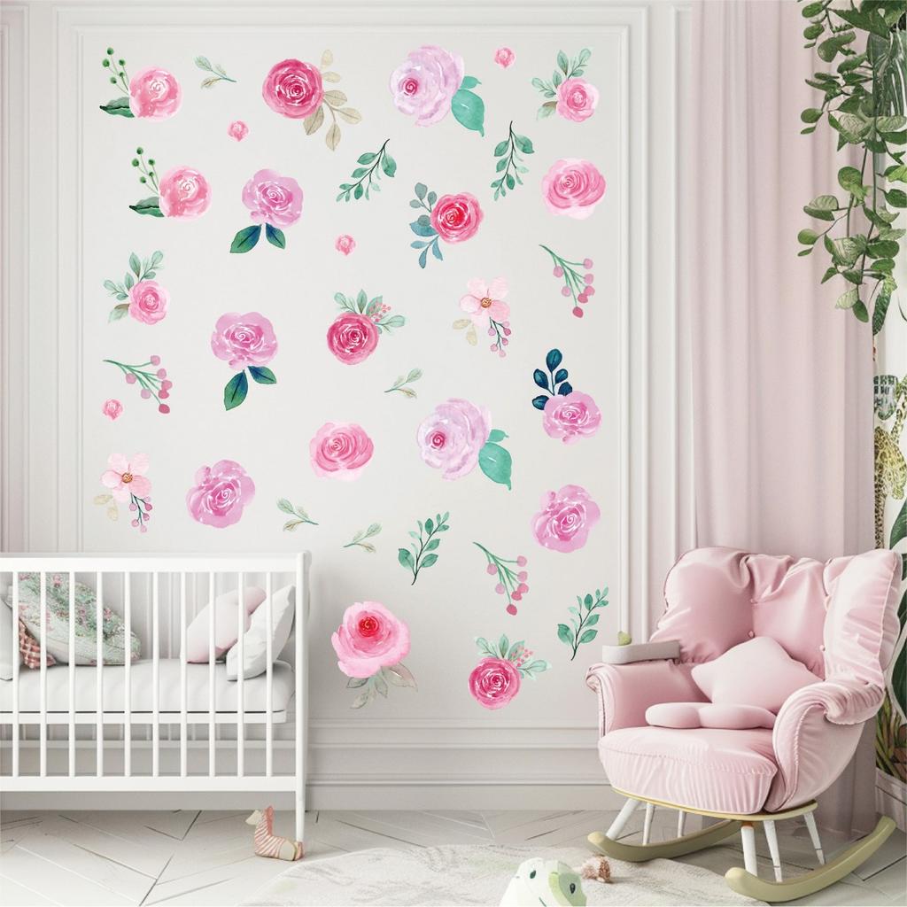 Autocolante 6 Foi pentru Dormitor Fete, Decalcomanii Florale de Colț pentru Perete, Autocolante Florale pentru Perete, Decor de Perete pentru Dormitorul Pepinieră Fetiță, Sală de Clasă