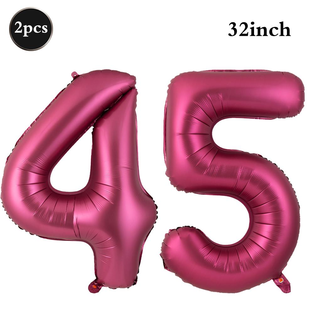 Giant 32 Inch Number Balloon Set Metallic Rose Red Foil Helium Balloon Kit DIY Happy Birthday Party Decor Kids Adult Anniversary