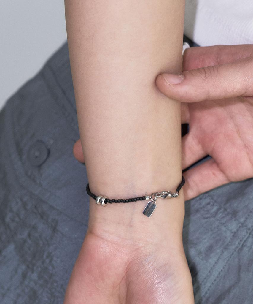 Ourpierre Silver Donut Bracelet Black