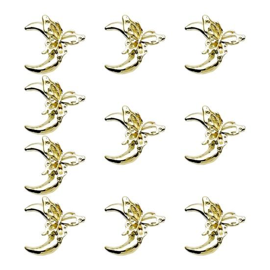 10 ks DIY nail art kamínky Ornament 3D srdce Měsíc Kříž Netopýr Umělý krystal na kovových přívěscích Kreativní šperky Dekorace Příslušenství pro pouzdro na telefon