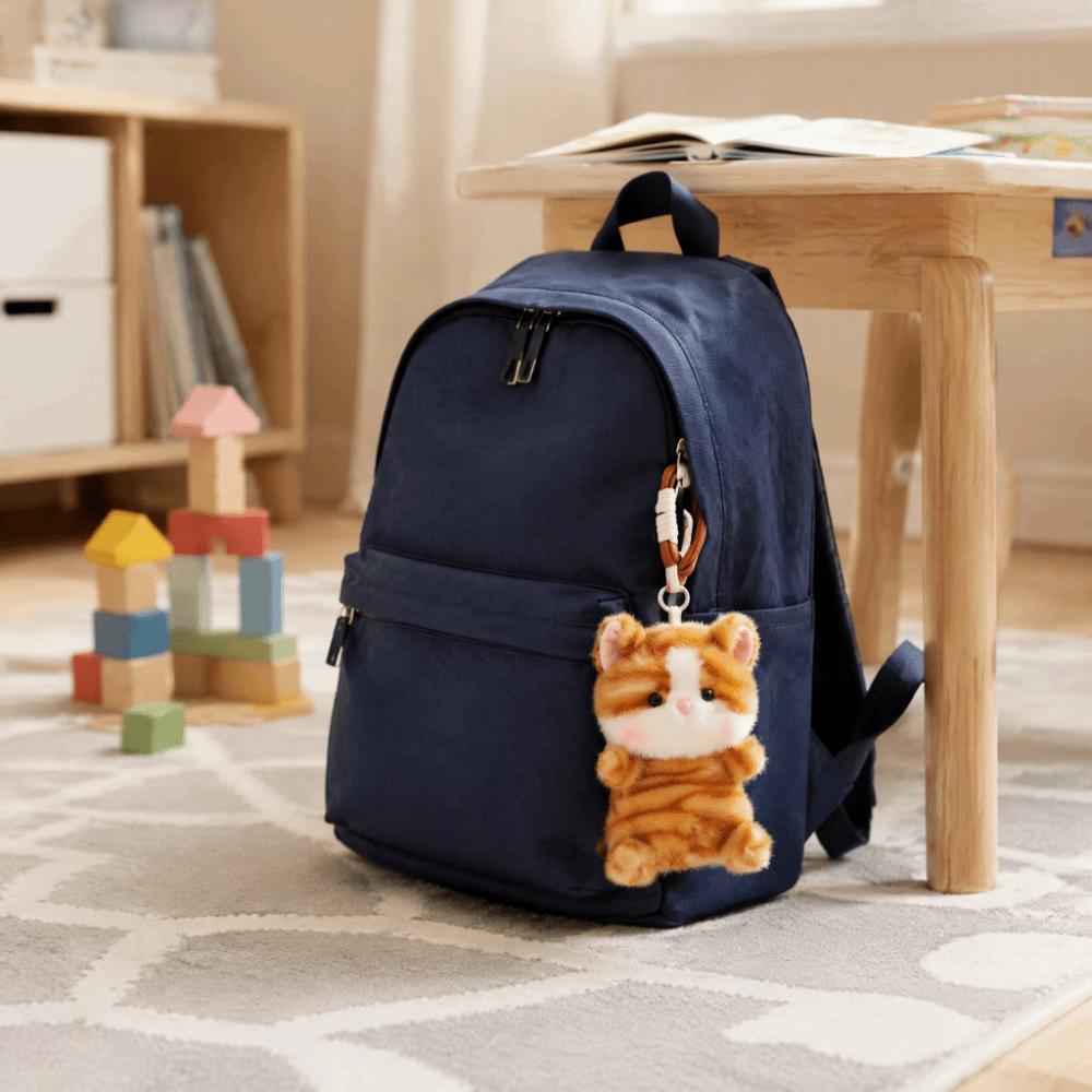 Fluffy Cat Plush Keychain Soft Plush Kitten Pendant Mini Cat Stuffed Keychain  Backpack Decor