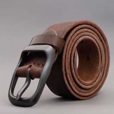 Head Layer Cowhide Needle Buckle Belt Men's Retro Versatile Jeans with Simple Casual Leather Belt Men's