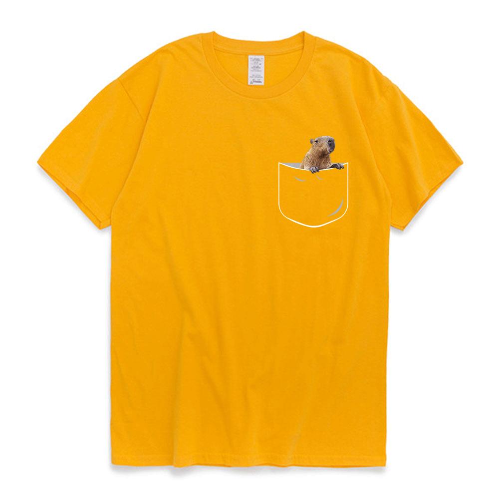 2026 Funny Pocket Capybara T Shirt Anime Graphic T Shirts Men and Women 100% Cotton Casual O-Neck Tees Oversize Streetwear T-shirt