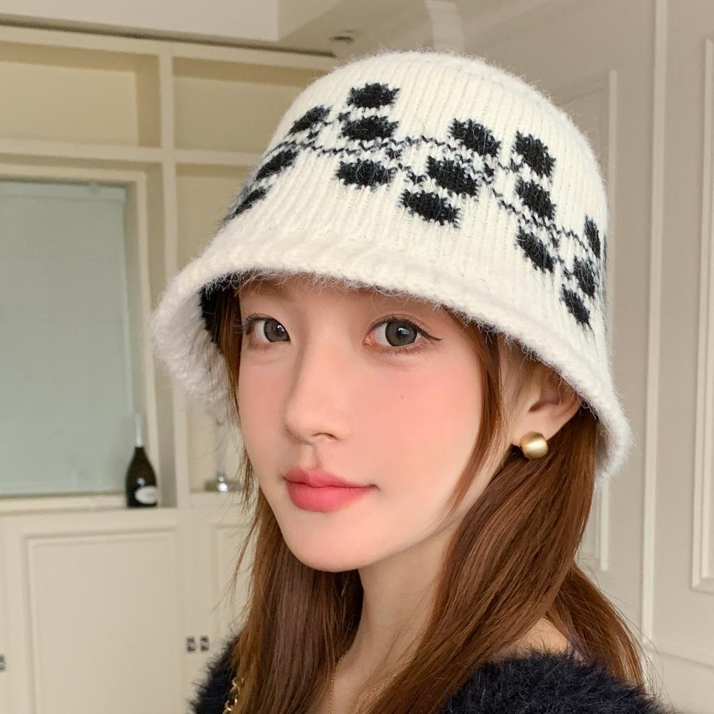Vintage Jacquard Knitted Hat Autumn Winter Bucket Hat, Women's Hat Warm Ear Protection Beanie Wholesale