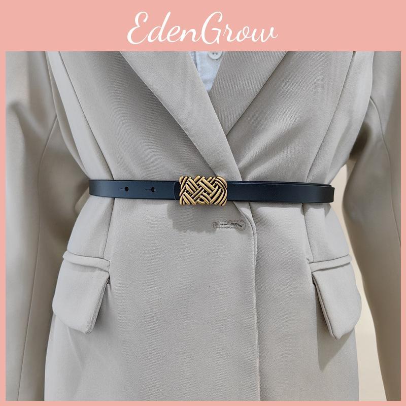 Womens Belt Leather With Classic Silver Buckle For Daily Office Gift Attire