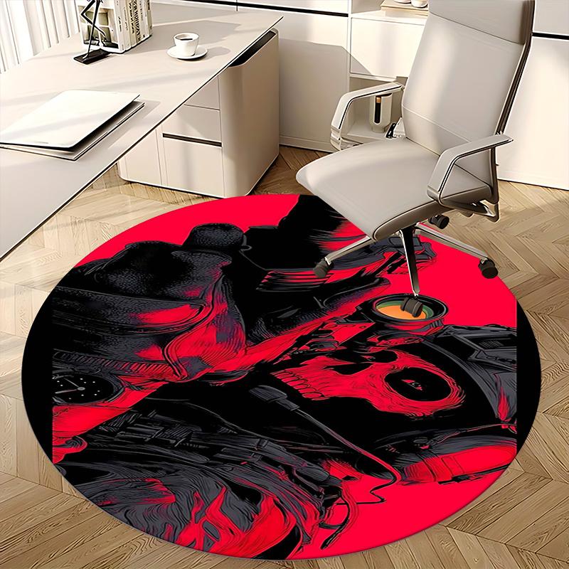 1.Call of Duty: Ghosts Chair mat Round Rug-Office carpet, Machine Washable, Non-slip, Suitable for Living Rooms, Bedrooms