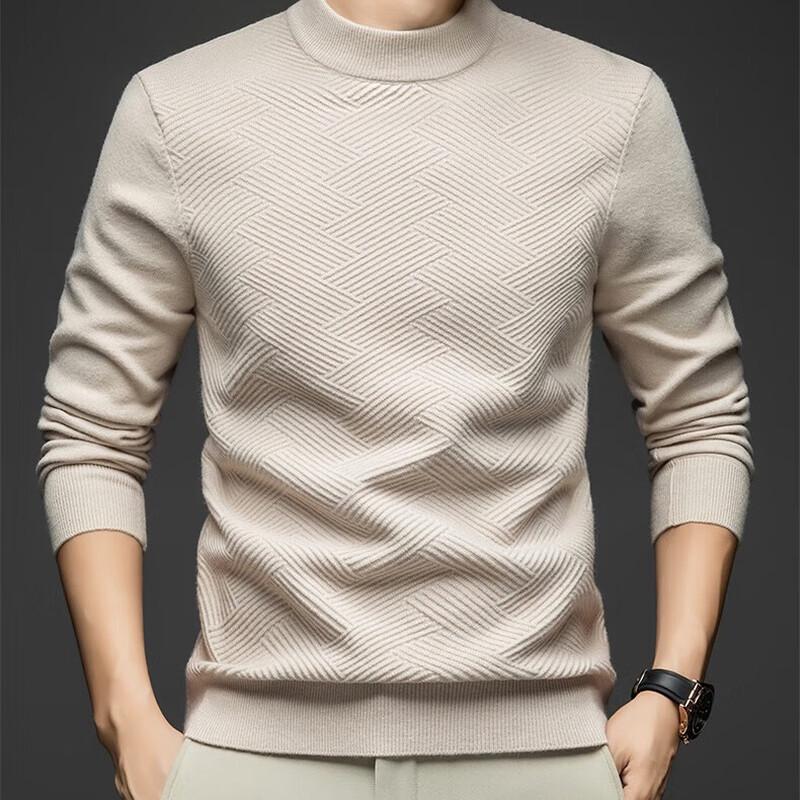 Hengyuanxiang Men's Thickened Semi-High Collar Knit Base Shirt