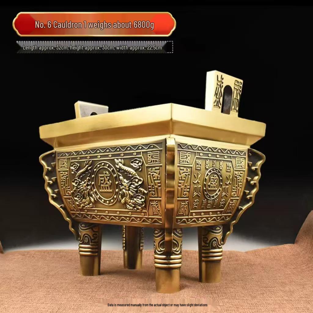 Brass and Copper Double Dragon Ding: Decorative Office & Home Ornament
