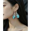 Popular Vintage Bohemian Style Blue Patterned Resin Pendant Earrings