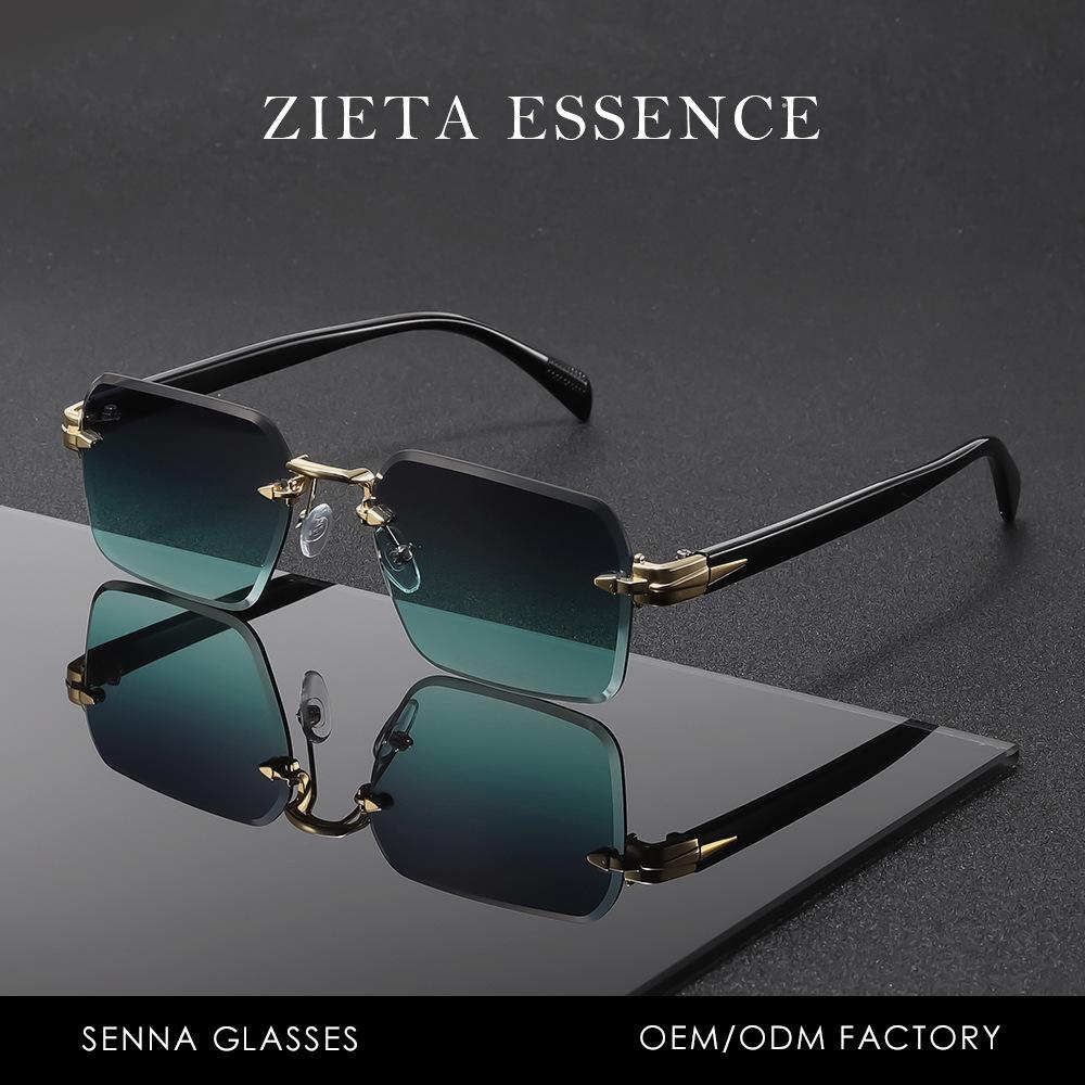 

Трендовые золотые безободковые солнцезащитные очки для мужчин и женщин – европейский и американский стиль, обрезной край