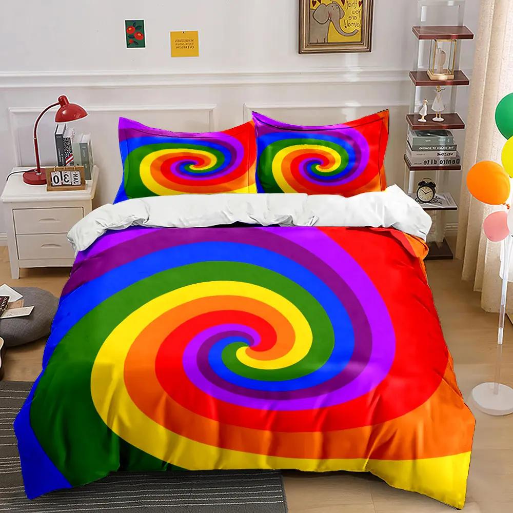 "Colorful Swirl Design Decor Set" Multiple sizes kid's and adults' bedroom Exquisite 3PC bedding set gift