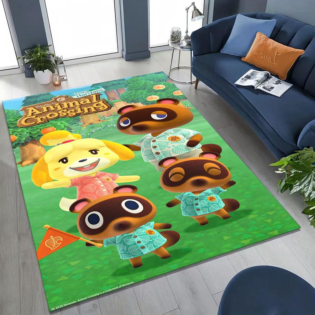 Game Animal Crossing Wild World Cartoon Rug for Bedroom Living Room Sofa Home Doormat Decor, Large Kids Play Non-slip Floor Mat